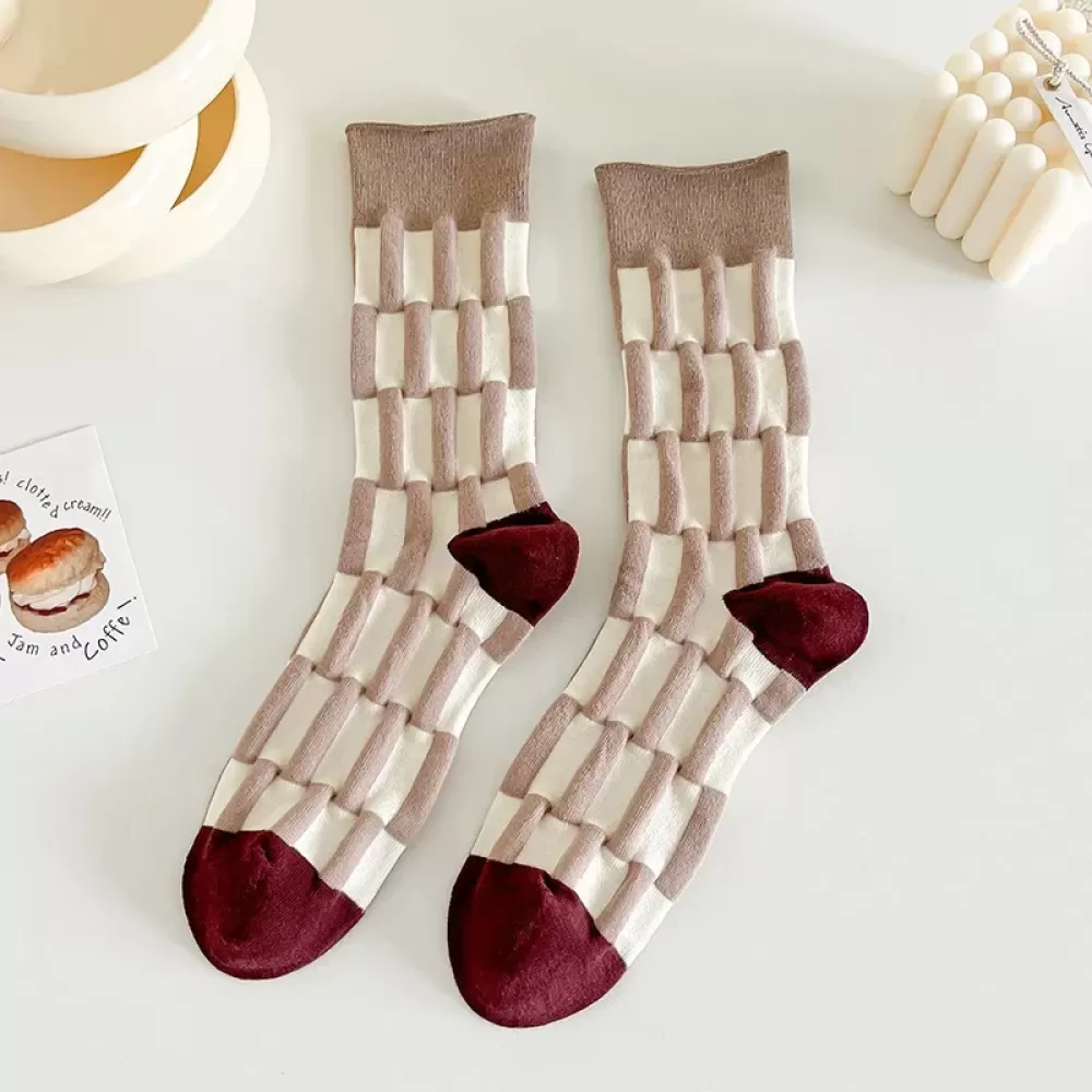 Harajuku-Inspired Women’s Cotton Casual Socks – Soft & Breathable for Autumn/Winter - Khaki