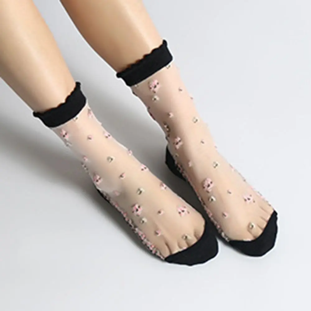 Harajuku Striped Crystal Glass Silk Socks – Ultrathin Transparency for Summer - Kawaii sheer design 13