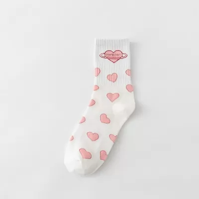 Heart Overflow: White 'Sweet Love' Socks - Many Hearts