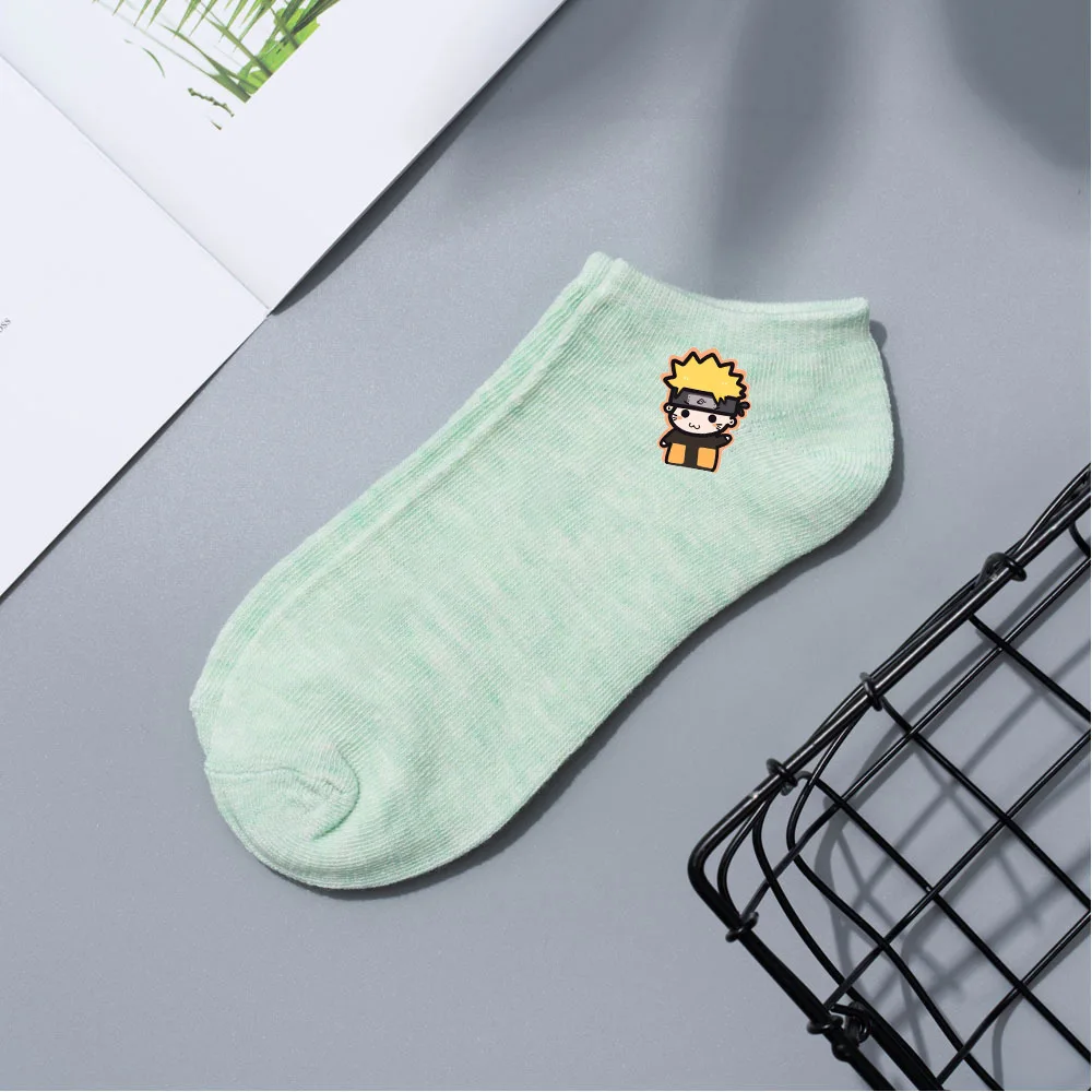 Konoha Crew: Naruto Cartoon Short Boat Socks - Green Naruto design 3