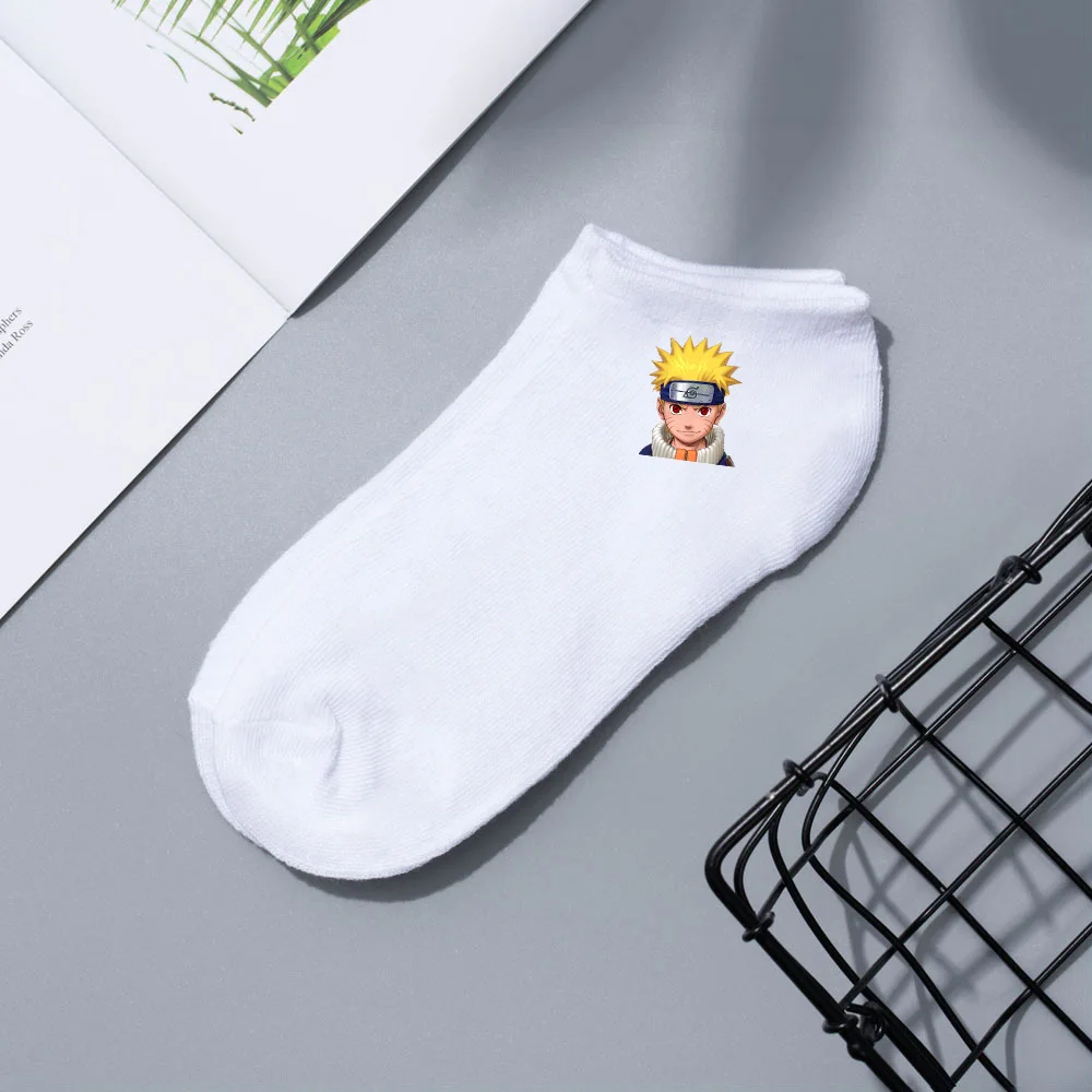 Konoha Crew: Naruto Cartoon Short Boat Socks - White Naruto design 8