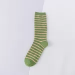 Korean Style Striped Middle Tube Socks – Casual Cotton Comfort for Women - Green
