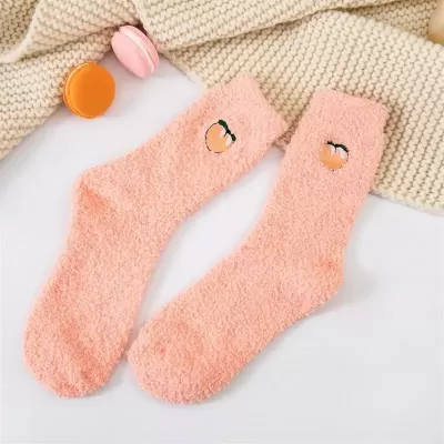 Orchard Hug: Kawaii Fruit Socks - Orange