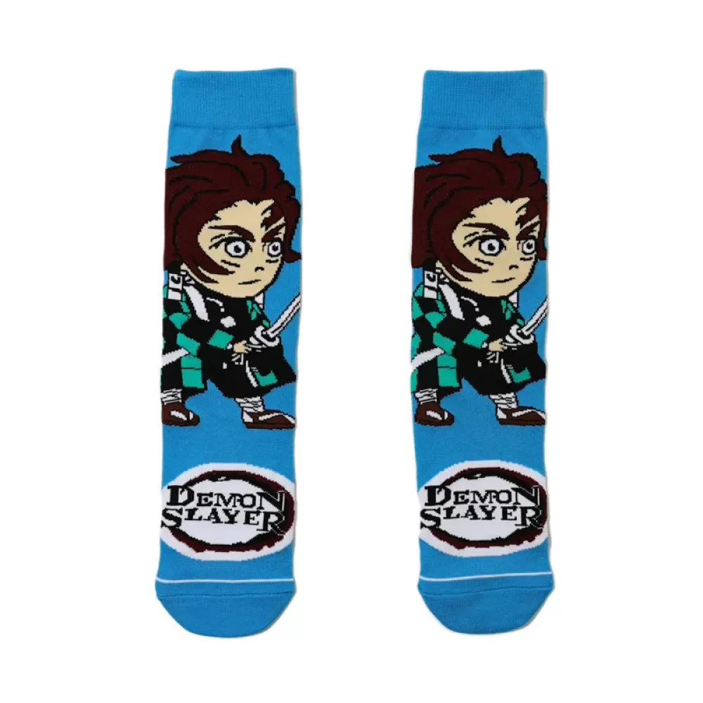 Slayer Squad: Breathable Cotton Socks for Demon Slayer Fans - Dark Blue