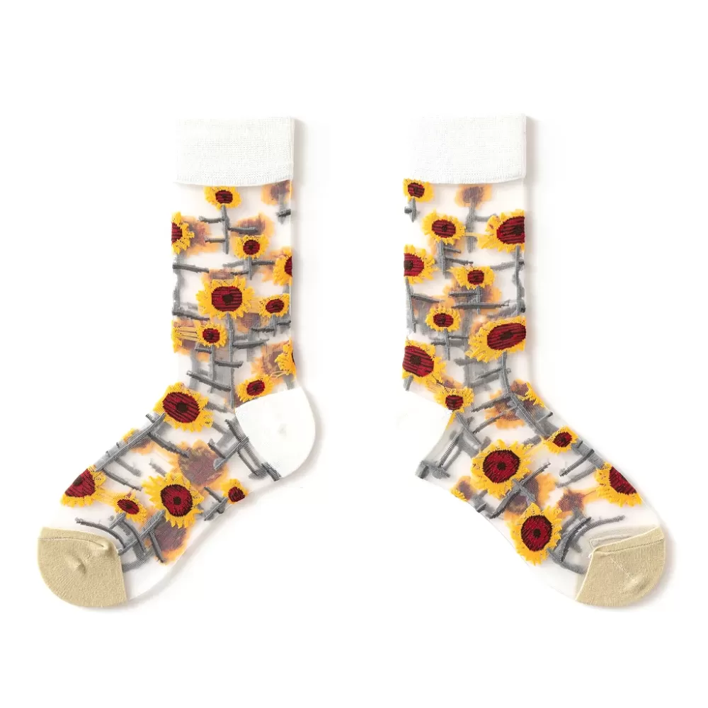 Summer Crystal Silk Tulle Socks – Retro Mesh with Floral & Animal Designs - Cool sheer design 7