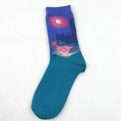 Sunset Serenity: Van Gogh-Inspired Socks - Blue Sunset