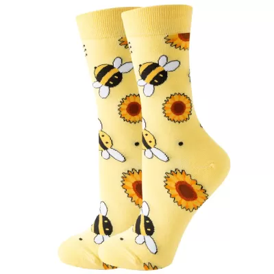 Sunshine Buzz Yellow Bee Graphic Socks