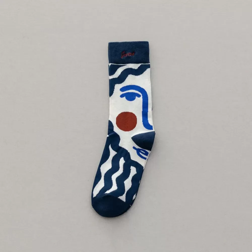 Trendy Graffiti Sports Couple Socks – Letter Embroidery Cotton, Unisex - Art multicolored design 1