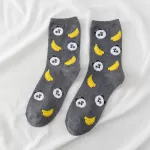 Urban Jungle: Whimsical Panda Fruit Print Socks - Gray