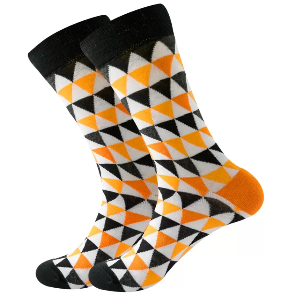 Vibrant Triangles Colorful Fun Patterned Socks in Rainbow